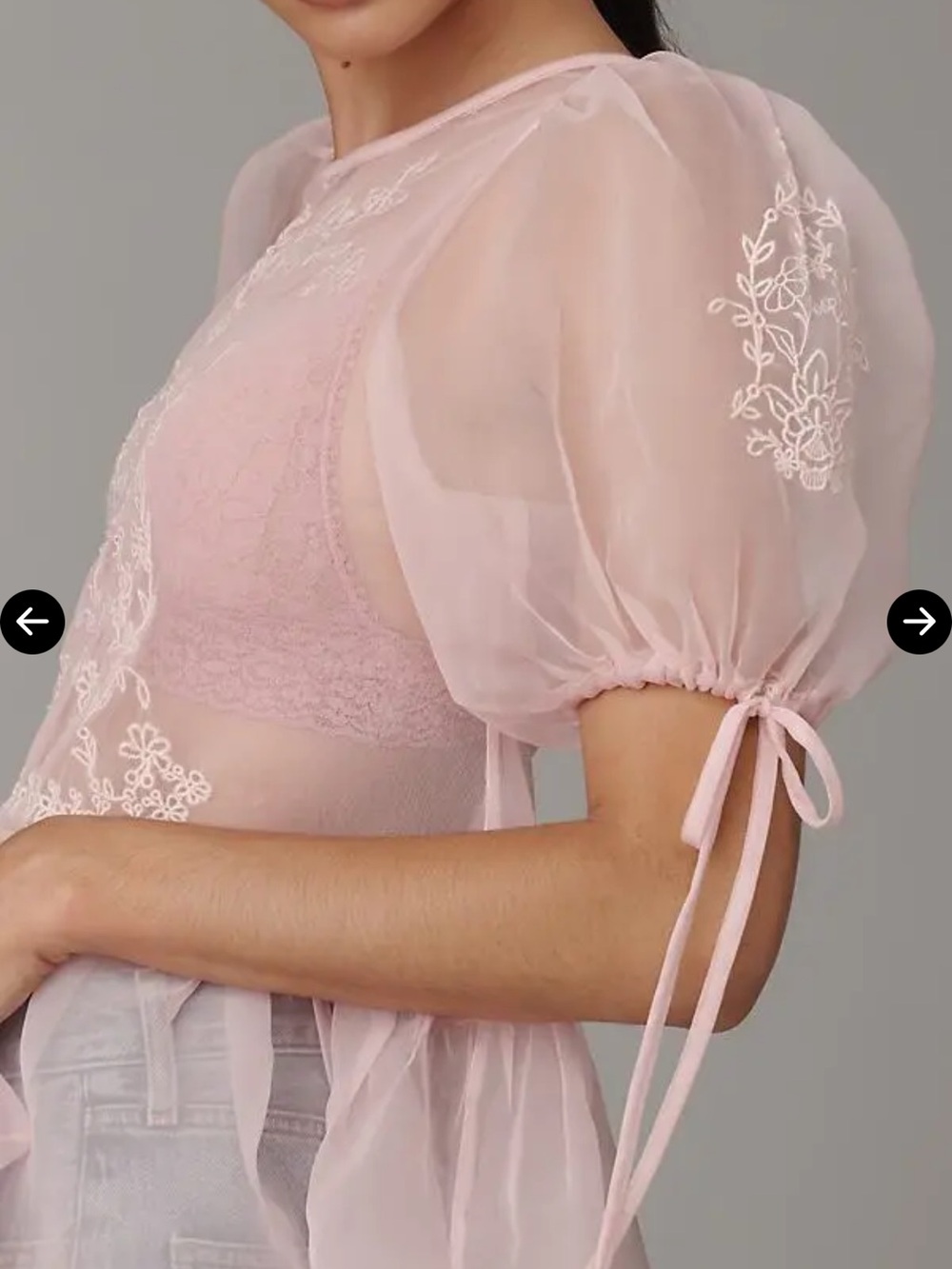 Anthropologie Pink Embroidered Sheer Mesh peplum Top NWOT Size S - Picture 8 of 8